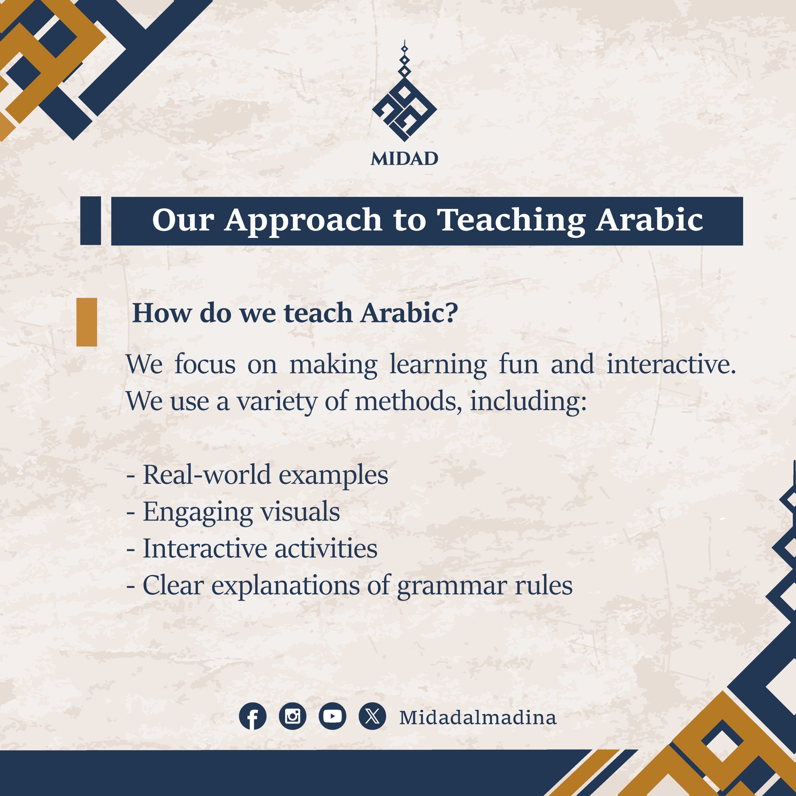 Features of Madina Al-Arabia Curriculum 3: Reading and Comprehension